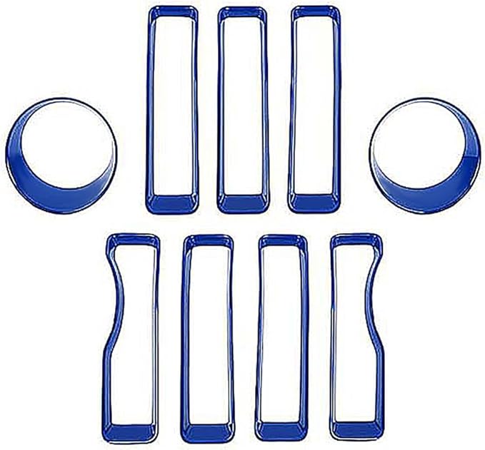 Grille Grill Insert+Headlight Turn Light Cover Compatible with 2018-2023 Jeep Wrangler JL JLU Sport/Sport S Only, Not for Sahara,Rubicon 4xe(Blue)