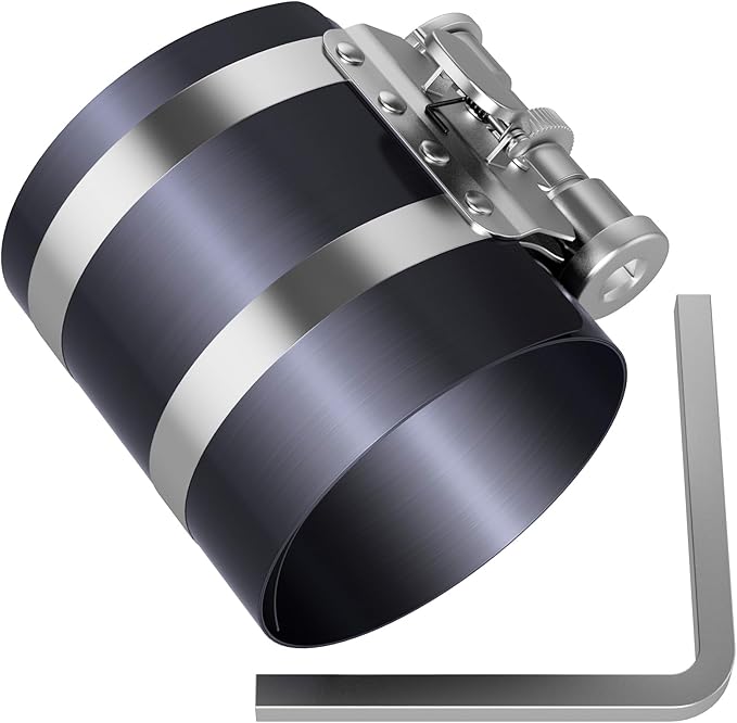 Moker Piston Ring Compressor Tool,Car Engine Piston Ring Installer Removal Kit，Adjustable Sizes From 2-1/8 Inches To 7 Inches (53mm - 175mm) with Piston Installer Plier