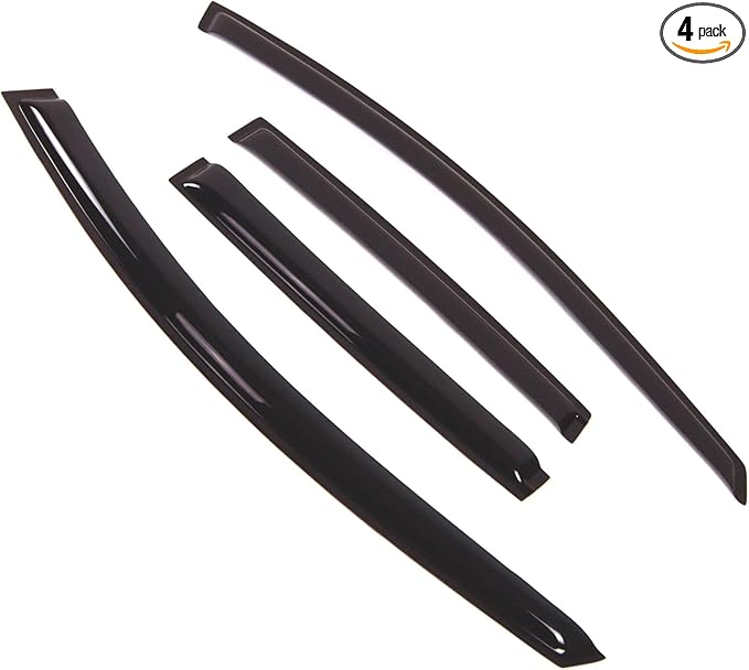TuningPros Outside Mount Window Vent Visors Rain Guards Compatible with Nissan Versa 2007-2011 | Side Window Wind Deflectors Rain Shields | Smoke Tinted, 4 Pcs Set, DGWV-360