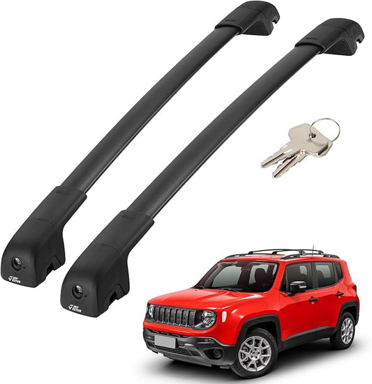 JOYTUTUS Lockable Roof Rack Cross Bars Compatible with Jeep Renegade 2015-2024, Aluminum Anti-Theft Crossbars for Rooftop Cargo Carrier Bag Basket Luggage Bike Kayak Canoe Snowboard Skiboard