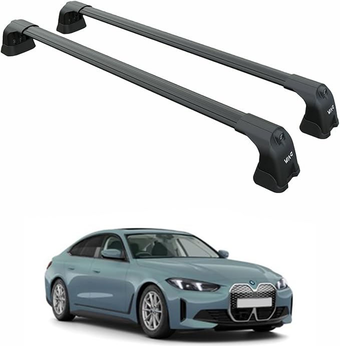 Fits BMW i4 Roof Rack Cross Bars – G26 with Factory Fixing Points, 330 lbs Capacity, Aluminum T-Slot Bars, Lockable, No-Drill Installation (Black)