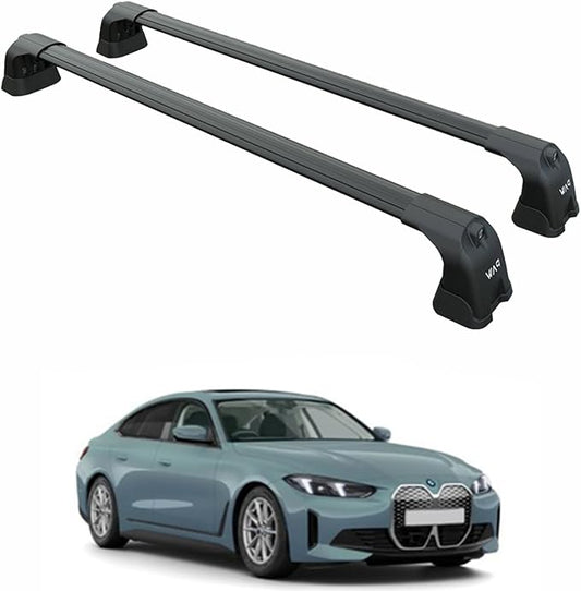 Fits BMW i4 Roof Rack Cross Bars – G26 with Factory Fixing Points, 330 lbs Capacity, Aluminum T-Slot Bars, Lockable, No-Drill Installation (Black)