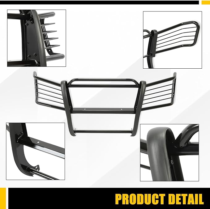 KUAFU Grille Guard Compatible with 2002-2009 Chevy Chevrolet Trailblazer EXT Bull Bar Front Bumper Grill Grille Guard Protector Brush Push Bar Powder Coated Black Steel