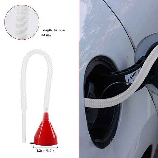 10 Pcs Automotive Funnels Set, Wide Mouth Fuel Funnels, Plastic Long Neck Oil Flexible Right Angle Funnelss, with Detachable Spout and Filter, Plastic Funnel Set for Water/Gasoline/Coolant/Engine Oil