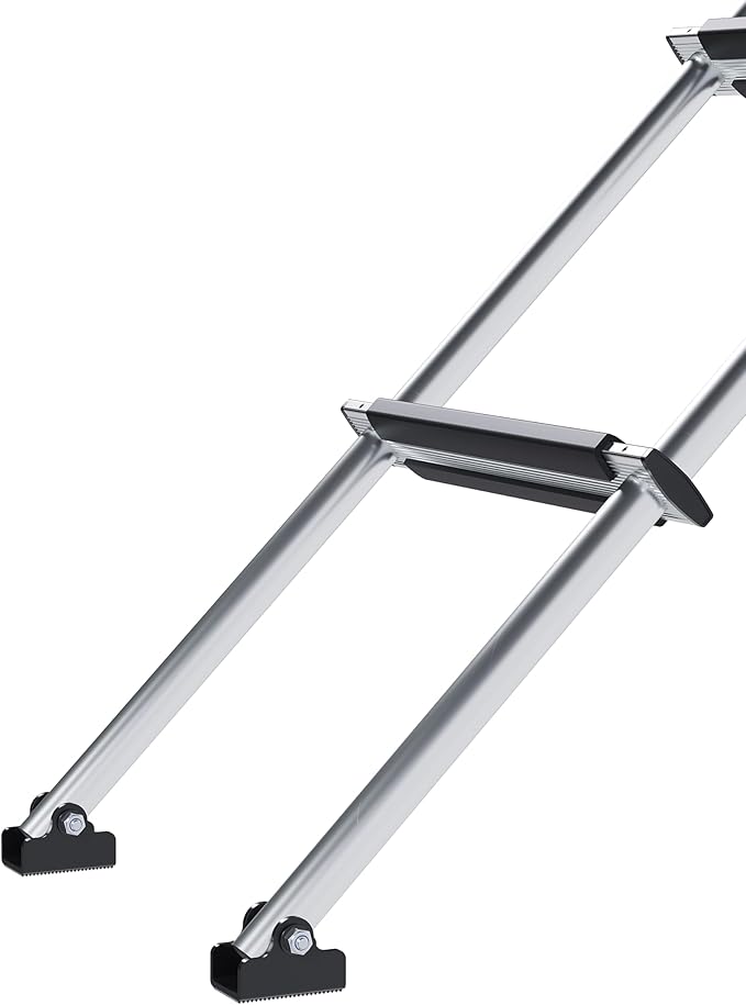 KUAFU 60'' Bunk Bed Ladder with RV W/Hook and Rubber Foot Pads Aluminum RV Camper Bunk Ladder with Non-Skid Steps for Safe Climbing 450LBS