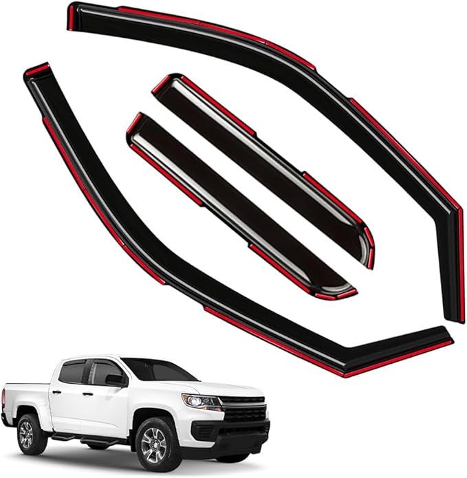 in-Channel Window Visors Rain Guards FIT Trucks Chevrolet (Chevy) Colorado/GMC Canyon 2015-2022 Crew Cab (2015-2022) – 4-Piece in-Channel Dark-Smoke Polycarbonate Vent Deflectors