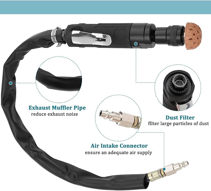 Tire Repair Set Polish Patch Tools 2500rpm Low Speed Air Tire Buffer Grinder Buffing Wheel 55mm,42mm,38mm with Tire Patch Roller Tire Inner Liner Scraper