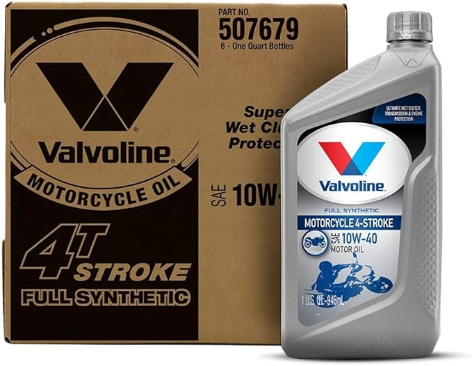 Valvoline 4-Stroke Motorcycle Full Synthetic SAE 10W-40 Motor Oil 1 QT, Case of 6