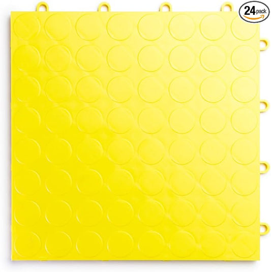 RaceDeck CircleTrac, Durable Interlocking Modular Garage Flooring Tile (24 Pack), Yellow