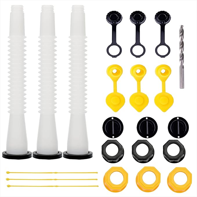 Replacement Gas Can Spouts Improved Design Gasket Flexible Pour Nozzle with Vent Cap for Older Gas Can Fuel Water Jug 1 2 5 Gallon White