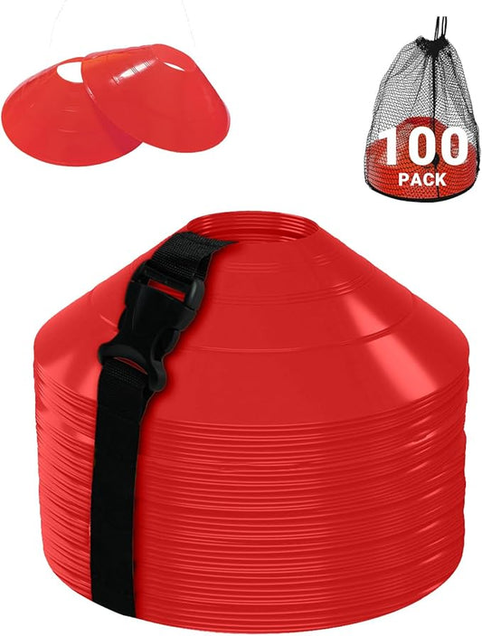 duskeep100/50 Pack Soccer Cones, Disc Cones for Sports Training with Mesh Bag, Sports Cones for Training Drills Practice