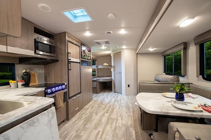 Facon 12V LED RV Dome Light with Switch, Length: 9-1/4'', DDS01-608-CW, Large Oval Pancake Interior Lighting Fixture for RV Motorhomes Camper Caravan Trailer Boat