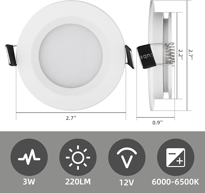 RV Ceiling Recessed Light 12V, LED RV Puck Light, Ultra-Thin RV Lights Interior,High Brightness for Camper Van Truck Motorhome Boat Sailboat Roof Under Cabinet Lightin