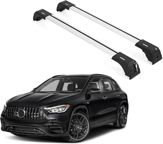 ERKUL Roof Rack Cross Bars for Mercedes Benz GLA 2021-2026 | Aluminum Crossbars with Anti Theft Lock for Rooftop with Flush Rails | Not Compatible with Sunroof - Silver