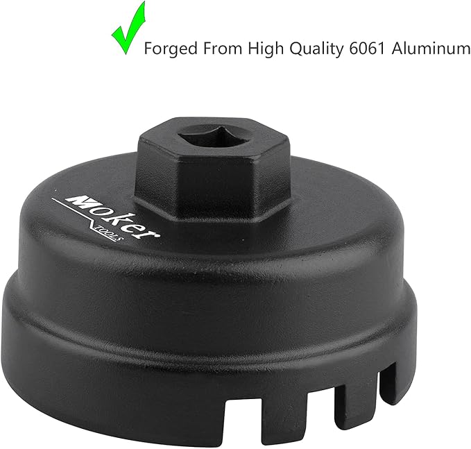 Moker Aluminum 64mm 14 Flute Oil Filter Wrench for Toyota Corolla/Prius, Fits 1.8L Engines