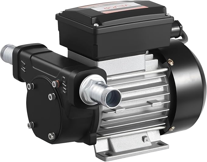 VEVOR Oil Transfer Pump 110V, 16 GPM 60 L/min, AC Electric Fuel Transfer Pump for Diesel Kerosene Biodiesel, 8 ft/2.4 m Max Suction Lift, 45 ft/13.7 m Max Lift, for Vehicles, Construction Sites, Farms