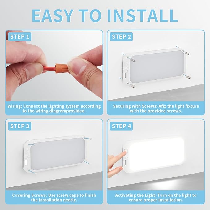 4 Pack RV Lights Interior, 3 Color RV LED Super Bright Fixture DC12-30V Camper Lights with Stepless Dimming and Remote Control Energy-efficient Ceiling Light for RV/Camper/Car/Trailer/Boat