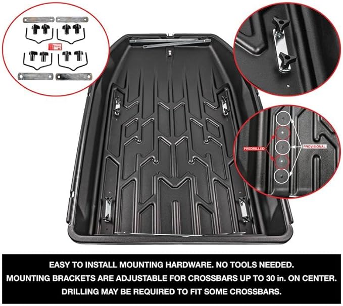 JEGS Rooftop Cargo Carrier for Car Storage - Large Roof Rack Style Carrier - Heavy Duty Weatherproof Storage - Made in USA - 18 Cubic Ft - 110 Lb Capacity - Aero Hard Shell
