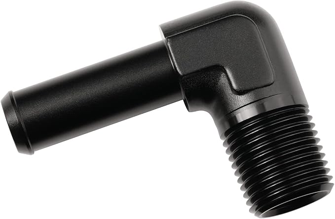 1/2 NPT Male to 5/8" Hose Barb Fitting Adapter 90 Degree Elbow Aluminum Black