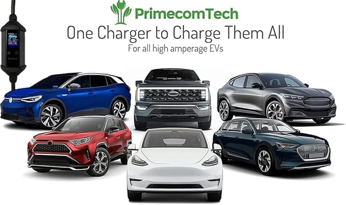 30 Feet Level 2 Primecom Electric Vehicle (EV) Charger (220/240V, 32Amp/40Amp) 32 and 40 Amp 6-50P, 10-50P, & 14-50P. Delay Timer Feature (48 Amp, 14-50P)