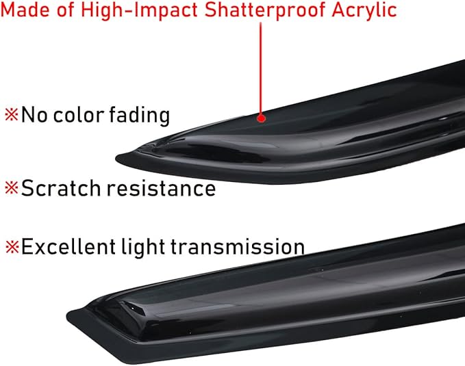 Lightronic Extra Durable Outside-Mount Auto Vent Window Visor, Fits 2013-2019 Nissan Sentra, UV Protection Rain Guard, Original Wind Deflector, No-Drill Easy Install, Dark Smoke, 4-Pcs