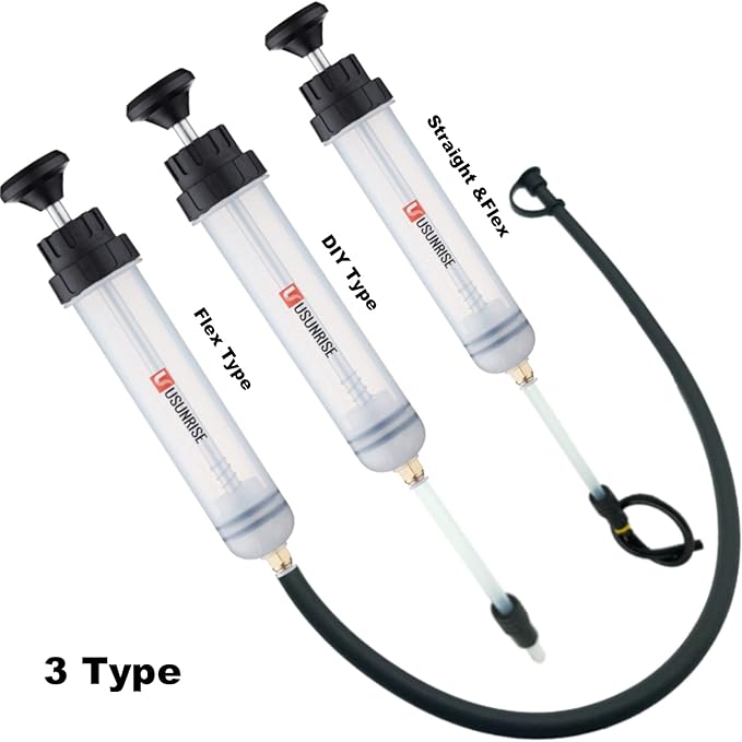 Automotive Fluid Extractor Pump,Oil Change Syringe with Long Hose,Syringe Style Pump for Power Steering Transmission Gear Oil & Brake Fluid Changes, Hand Vacuum Pump 200CC/200ML-3 ProType