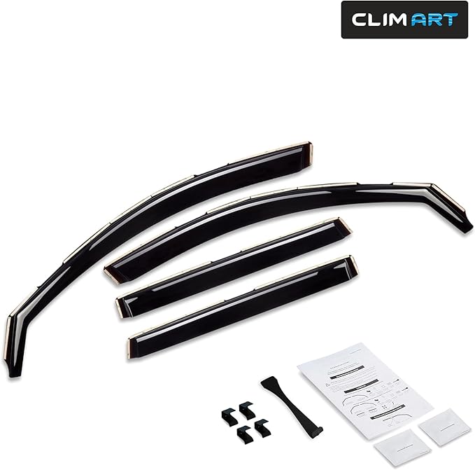 CLIM ART in-Channel Incredibly Durable Rain Guards for Jeep Cherokee 2014-2023, Dark Smoke Car Accessories, Vent Window Visors, Vent Deflector, Original Window Deflectors, 4 pcs - 614031