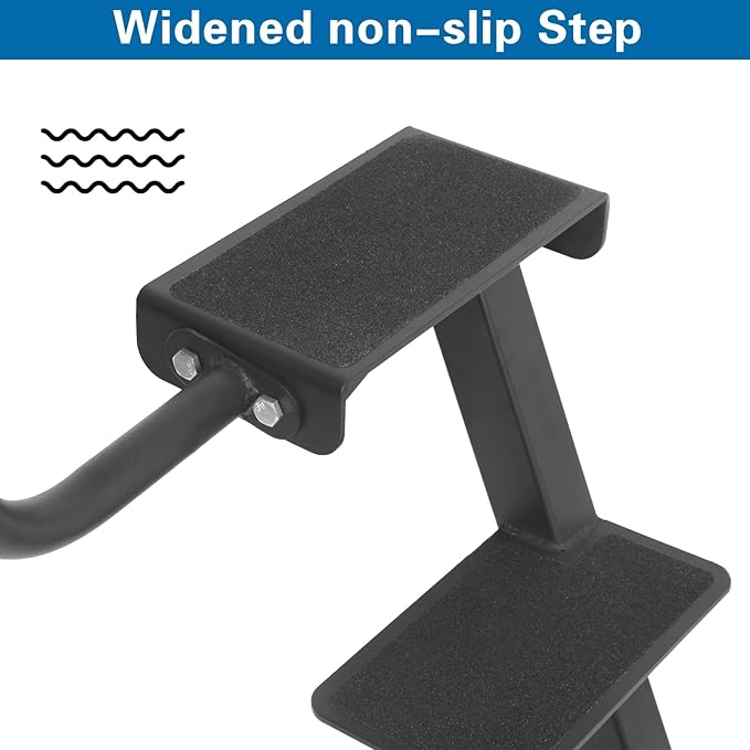 Boat Trailer Step, Heavy Duty Steel 2 Steps Ladder for Boat Trailer Tongue with Handrail, 450lbs Capacity, Black