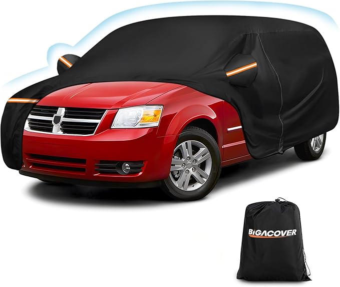 Car Cover for 1984-2020 Dodge Grand Caravan,Chrysler Grand Voyager,1984-2000Plymouth Grand Voyager, Waterproof 210D Oxford Cloth and Cotton Cover Outdoor Full Car Covers