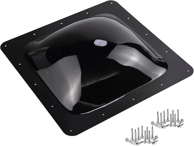 XMK RV Skylight Replacement,18" x 18" Outer Dome Fit 14" x 14" Openings, RV Skylight Cover Shower Roof Dome for Camper Trailer Fifth Wheel Truck, Impact Resistant, UV Block, Black