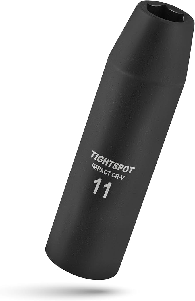 TIGHTSPOT 1/2 Inch Drive - 11 mm Deep Impact Socket with Anti-Rounding 6 Point Design, Heat-Treated CRV Steel, Metric