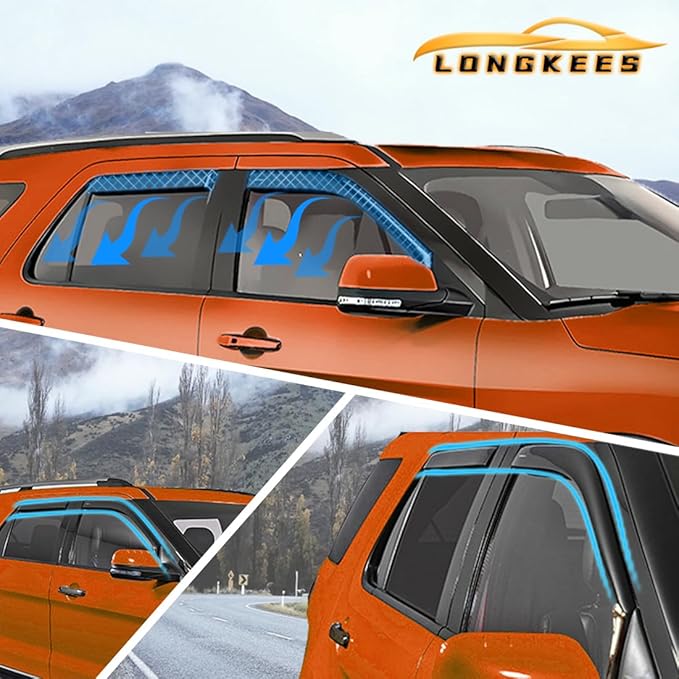 in-Channel Window Visors Rain Guards FIT Jeep Wrangler JL 2018-2025/Gladiator 2020-2025 (2018-2025) – 4-Piece in-Channel Dark-Smoke Polycarbonate Vent Deflectors