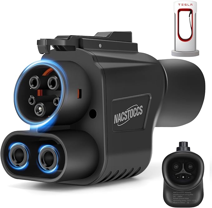 NACS to CCS Electric Vehicle Charging Adapter Compatible with Tesla Supercharger, Fit for Rivian,Ford,GM EVs for Tesla Supercharger to CCS1 Charger Adapter, Max 500A 1000V Fast Charge