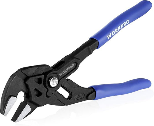 WORKPRO 7-Inch Pliers Wrench, CR-V Construction Wrench Pliers, Adjustable Parallel Smooth Jaw Pliers, Black Finish, Groove Lock Mechanism