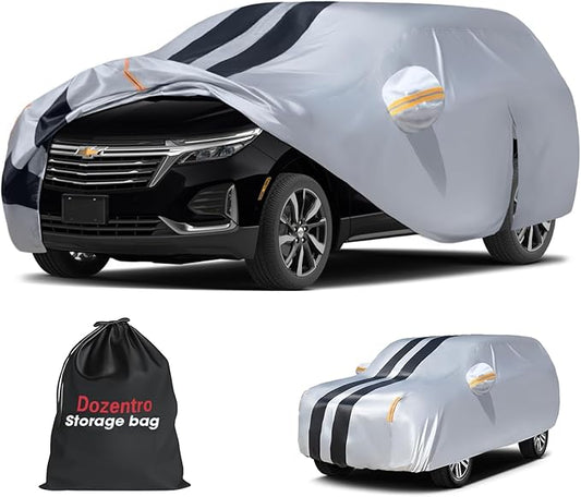 10 Layers Sedan Car Cover Custom Fit for Chevrolet Equinox(2005-2025), 100% Waterproof All Weather for Automobiles, Gift with Towel, Heavy Duty Car Covers for Rain Sun UV Protection with Door Zipper.