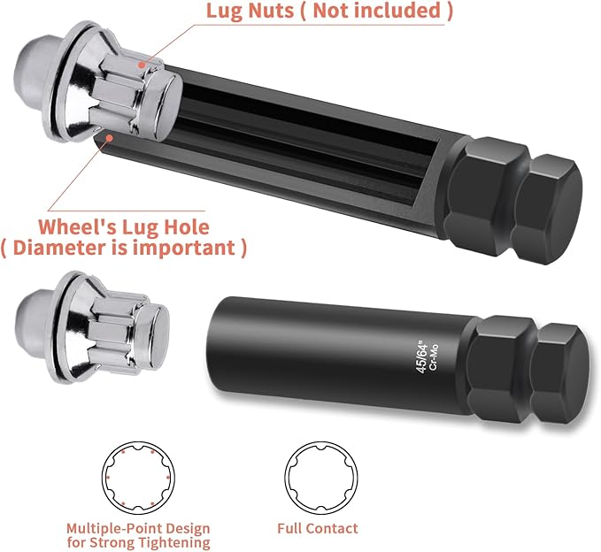 REBRA 6 Spline & 7 Spline Lug Nut Socket Set, Spline Lug Nut Lock Key, Locking Wheel Lug Nut Removal Tool for Easy Installation and Removal of Lug Nuts on Aftermarket Wheels (16-Pieces)