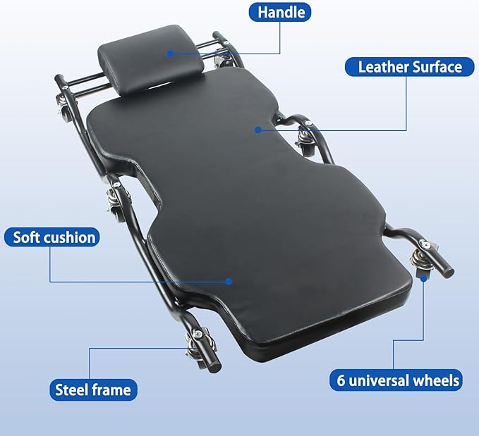 HKTE 44 inches Heavy Duty Garage Creeper, Low Profile Design, Durable Metal Frame, Comfortable Pillow
