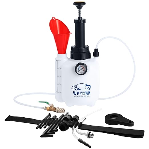 Wayona Transmission Fluid Transfer Pump 3L, 12 ATF Adapters, Manual Automotive Transmission Fill Pump Set Oil Filling Filler System Fluid Transfer Dispenser Pump Tool Kit with Pressure Gauge and Scale