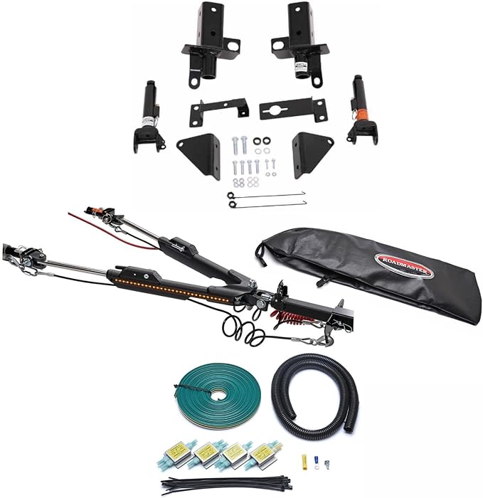 Roadmaster Nighthawk Tow Bar and Baseplate Combo with Universal Economy Wiring Kit fits 2021 2024 Bronco with Plastic Bumper | Illuminates RV Lights | Includes TrendsAuto Decal