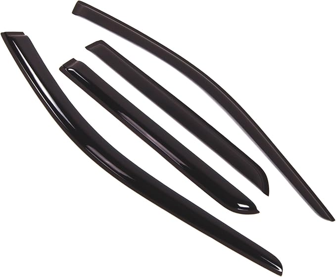 Tuningpros WD2-118B Dark Smoke 4 Pcs Set Window Visor (Outside Mount) Deflector Rain Guard Compatible with 2017-2018 Dodge Durango