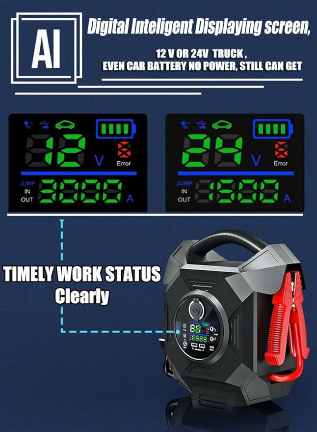 Truck Jump Starter Heavy Duty,CAT797 30000A 12V/24V Battery Jumper Starter Portable,-40F° Start Battery Booster Pack,for Semi Truck,Gasoline/99L and Diesel Engines Up to 50L,Class 8