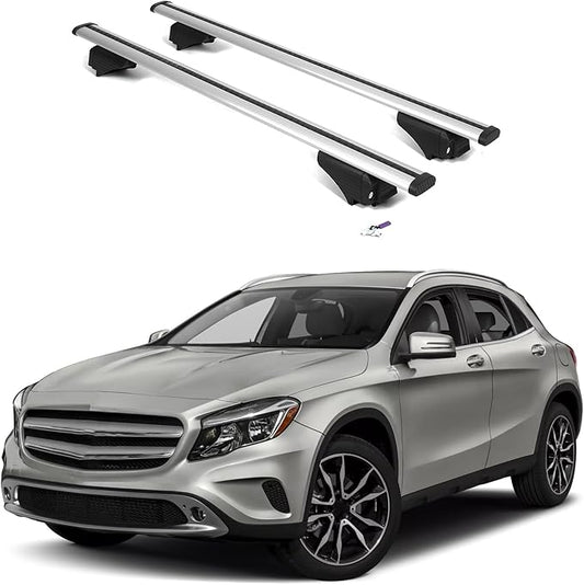 ERKUL Roof Rack Cross Bars for Mercedes Benz GLA 2014-2020 | Aluminum Crossbars with Anti Theft Lock for Rooftop | Compatible with Flush Rails - Silver
