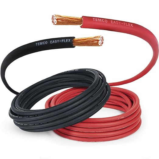 TEMCo 1 Gauge AWG 200 Ft Black + 200 Ft Red Flexible Pure Copper Made in USA Welding Cable Battery Wire - Heavy Duty Solar, Inverter, Car, RV, Truck