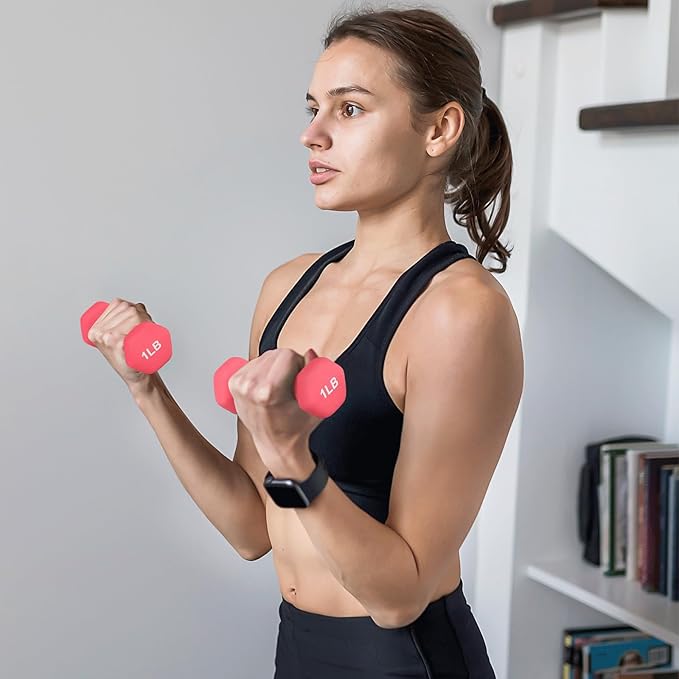 MADOG Dumbbell Set, Anti-Slip Neoprene Coated Hexagon Hand Weights for Home Gym Equipment Workouts Strength Training