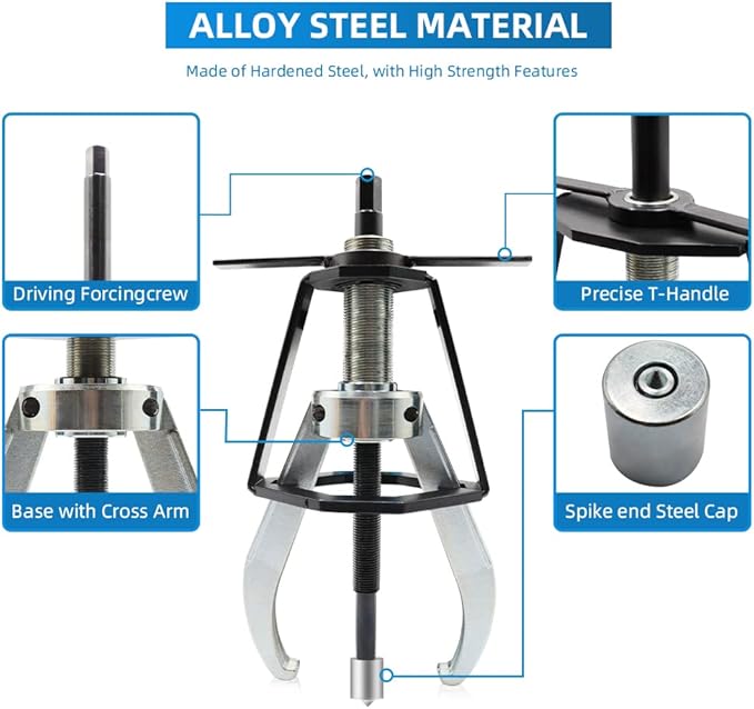 BESTOOL 2 Jaw Gear Puller,6 Ton Pulley Puller Tool, Removal Tool for Gears, Pulley, Flywheel