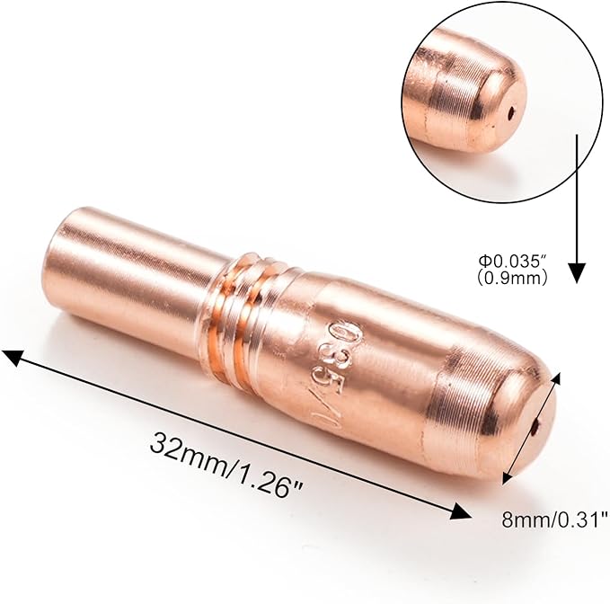 MIG Welding Contact Tips .035"(0.9mm) T-A035CH For Bernard Acculock-S Used With D-MA250 Gas Diffuser (20-PK)