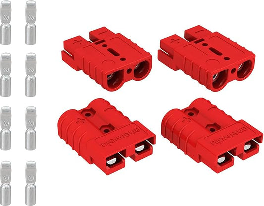 50A Connector Quick Connect Disconnect Genderless Battery Plug Connector 10-12 AWG for 4 Pack Red Suitable for Car Trailer Motor