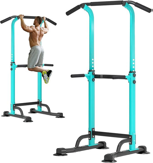 soges Power Tower Pull Up Bar Station, Free Standing Pull Up Rack Dip Station for Home Gym, Height Adjustable Home Strength Training Fitness Workout Equipment