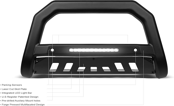 Armordillo 8707869 AR-T Series LED Bull Bar Compatible with Parking Sensor - Matte Black Fits 2020-2023 Chevy Silverado 2500 3500 HD