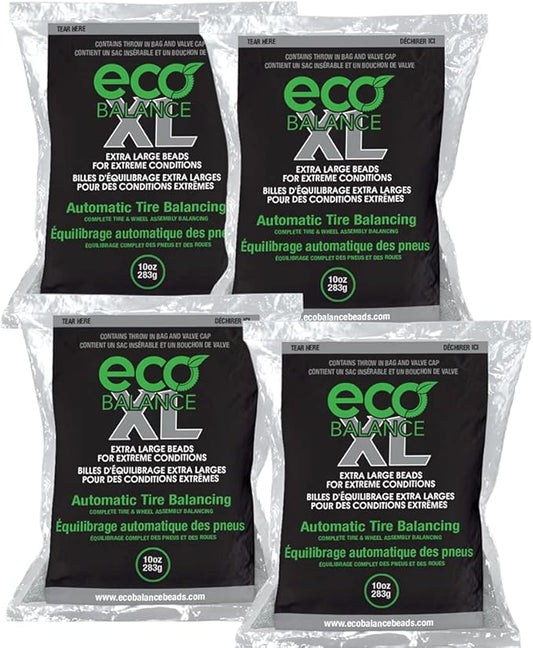 ECO Balance 10-ECOXL4 ECO XL Extreme Condition Tire/Wheel Balancing Beads - Off-Road Vehicles, Light Duty Truck Tires, (4) 10oz Balance Bead Bags, (4) Valve Caps